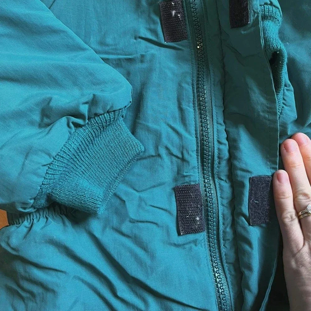 Vintage 90s LL Bean Snowsuit 3T Teal One Piece Hooded Made in USA Retro Kids EUC